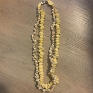Yellow Shell Bead Double-Strand Necklace